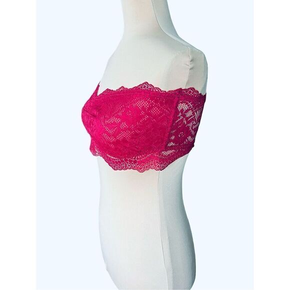 Intimately Free People Women's M Strapless Lace Bandeau Bralette Burgundy Red - Picture 2 of 12